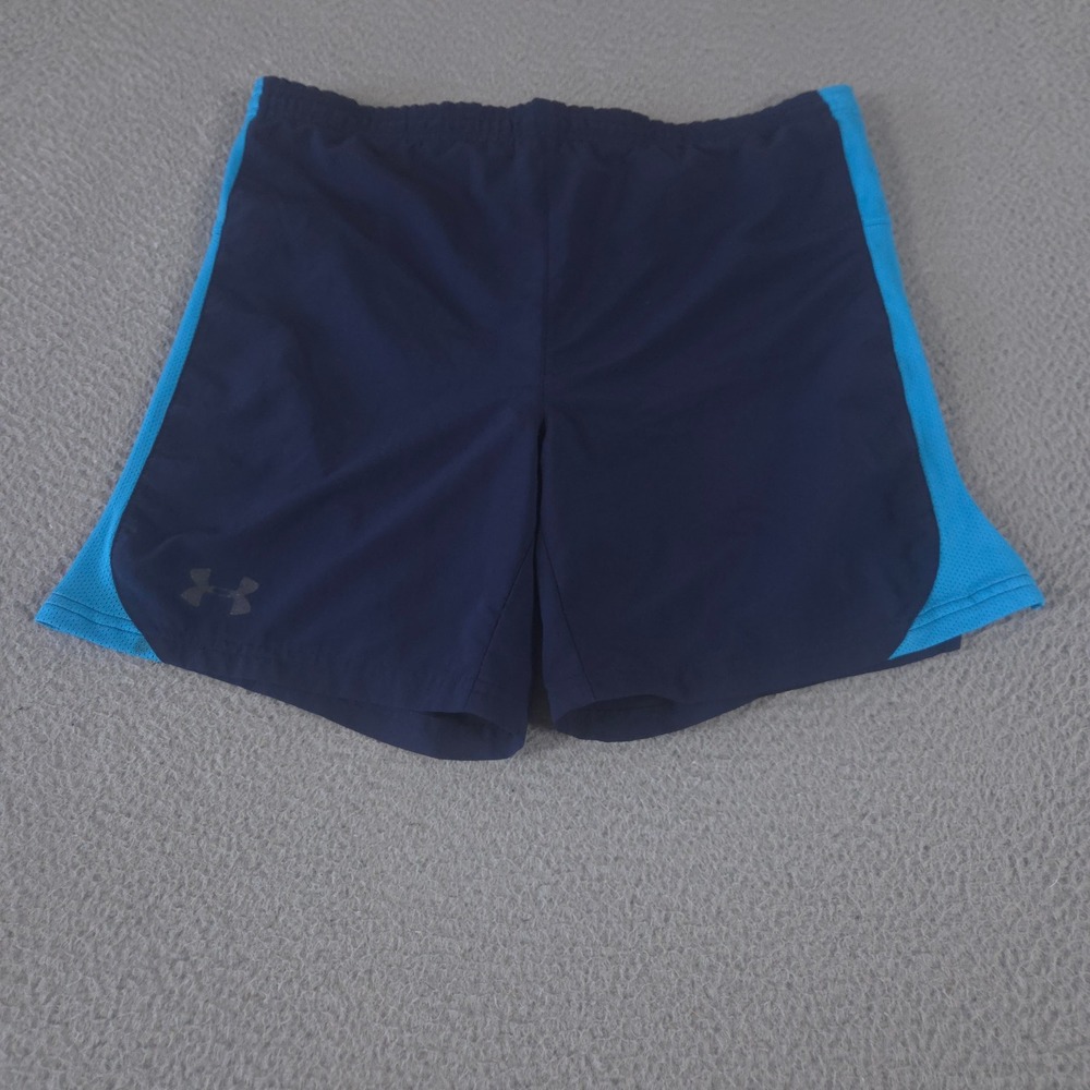 Under Armour Shorts Mens XL Navy Blue Speedpocket Qualifier Lined Mesh Running
